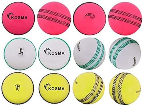 Kosma Pack de 12 Bola de Cricket de práctica Windball | Pelotas de Entrenamiento Blandas | Deportes y Aire Libre
