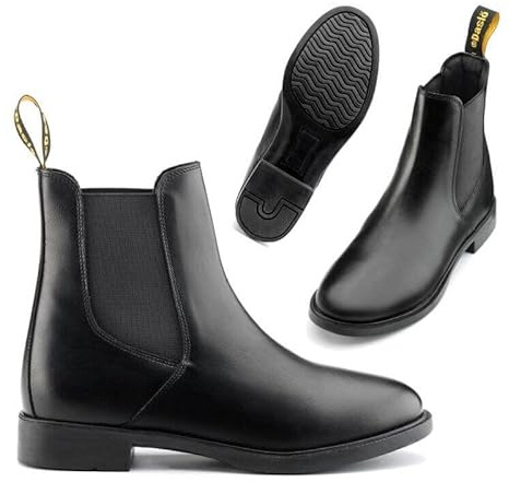 Daslö Bottines d'équitation en cuir synthétique pour enfant - Noir - Noir , 26 EU