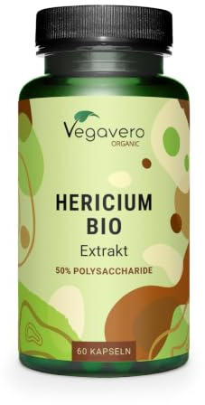 HERICIUM Erinaceus BIO | 10 000 mg (20:1) | Adaptogène + Mémoire | Lions mane | 50% Polysaccharides | VEGAN et SANS ADDITIFS | 60 Gélules | Vegavero®
