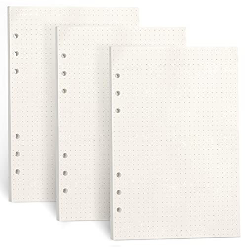 FYY 3 Packungen A5 Papier Gepunktet,A5 Refill Paper 135 Blätter (270 Seiten) für 6 Ring Binder Notizbuch,Nachfülleinlagen für Filofax A 5,Notizen,Tagbuch,Skizze,Bullet Journal,Malerei,(Gepunktet)