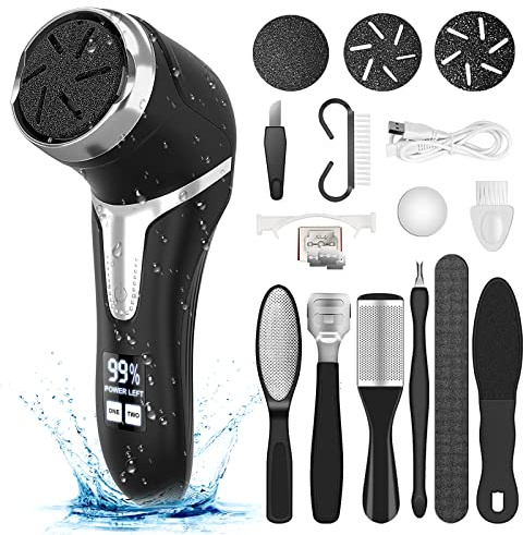 Electric Callus Remover for Feet with Vacuum, Professional Pedicure Tools Kit, Rechargeable Waterproof Foot File for Foot Care Deadskin Remover with 3Heads&2Speed,LCD Display