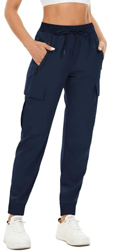 SMENG Womens Trousers Quick Dry Treggings Jog Pants Women Zip Off Working Womens Elasticated Waist Trousers Perfectly Loungewear Ladies Tailored Trousers Women Navy Size XXL