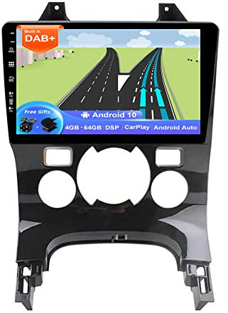 JOYX Android 10 bilradio passar Peugeot 3008 (2013–2018) – Inbyggd DAB/DSP/Carplay/Android Auto – [4G +64G] – kamera MIC gratis – 9 tum 2 Din – stöd för SWC 4G WiFi Fast Boot 360-kamera