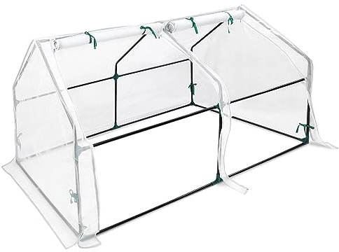 TRMLBE Gewächshaus Klein Tomatenhaus Outdoor Treibhaus mit Gitter Schutzfolie Pflanzengehege Tomatengewächshaus Foliengewächshaus für Garten & Balkon - Weiß, 180x90x90cm