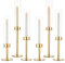 Sziqiqi Kerzenhalter Kerzenständer Gold Metall für Hochzeitstisch Mittelstücke - 48cm Hoch Kerzenständer 6er Set Windlicht Kerzenhalter Stabkerze mit Glas für Esszimmer Kaffee Tischdekoration