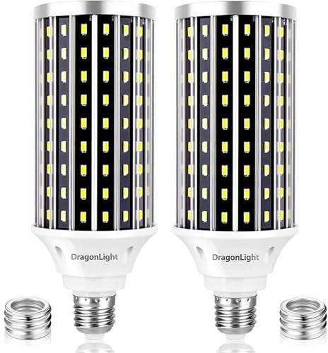 DragonLight 50W Bombillas LED en forma de maíz súper luminosas (equivalente a 400W)- E27/E40 Mogul Base - 6000K Luz diurna 5500 lúmenes para iluminación de gran superficie [Twin Value Pack]