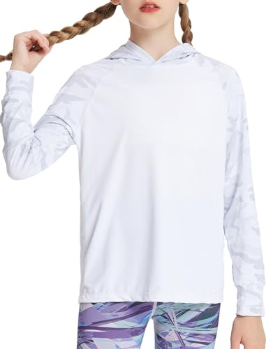 Maeau - Kids Long Sleeve Shirt Girl UPF 50+ UV/Sun Protection Hoodie Sun Protection Boy Tracksuit Jacket Athletic Running Hiking Tops Summer Rash Guard Lightweight Outwear