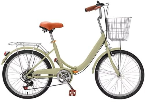 LSQXSS Klapprad für Damen, 7-Gang-Hybridräder, City-Fahrrad mit tiefem Durchstieg, Gepäckträger hinten, City-Pendler-Fahrrad mit Komfortpedalen, Vorder- und Hinterradbremsen
