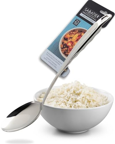 Sabatier Professional Large Metal Serving Spoon - Mirror Polished Stainless Steel Cooking Spoon Presenting Mash, Salads & Desserts. Strong Construction. 5 Year Guarantee, Dishwasher Safe