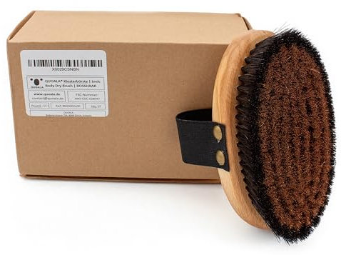 QUOALA® IONIC Rosshaar-Klosterbürste für Detox & Hautpflege – Trockenbürste mit Kupferfasern – 100 % Naturborsten – FSC-zertifiziertes Holz – Made in Germany