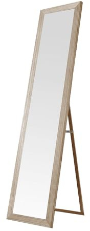 Nyana Espejo de Pie Cuerpo Entero Nórdico 140x35 cm Home | Espejo de Pie o de Pared | Marco MDF | Blanco/Beige/Gris | Estilo Escandinavo para Dormitorio o Vestidor (Beige)