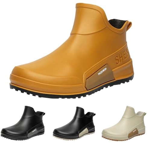 Generisch Bottes à tige courte unisexe en caoutchouc - Bottes de pluie mi-hautes - Bottes en caoutchouc - Bottes de pluie - Bottes imperméables - Antidérapant - Pour l'extérieur - Chaussures de jardin
