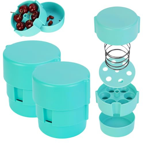 Snocciolatore per ciliegie, rimuovi ciliegie, portatile, push-down, multi 6 snocciolatori per ciliegie, olive, prugne e bacche (2 pezzi)