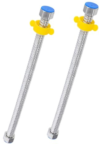 DIYEAH 2pcs 30cm Stainless Steel Corrugated Water Heater Hose Flexible Inlet Pipe for High Temperature Pressure Resistance Compatible Home Water Heaters and Kitchen Sinks