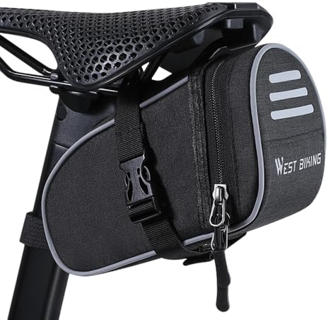 ZIMAOER Sacoche de selle de vélo 1 l - Petite sacoche de vélo sous la selle - Étanche - Avec support de feu arrière - Sac à outils pour VTT, vélo de course, vélo de trekking