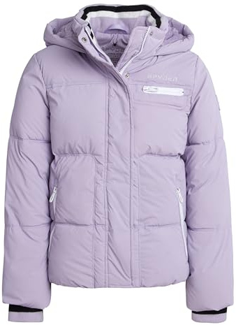 Spyder Girls Puffer Jacket - Insulated Wind and Water Resistant Faux Fur Sherpa Lined Zip Up Hooded Winter Coat for Girls, Size 14-16, Lavender
