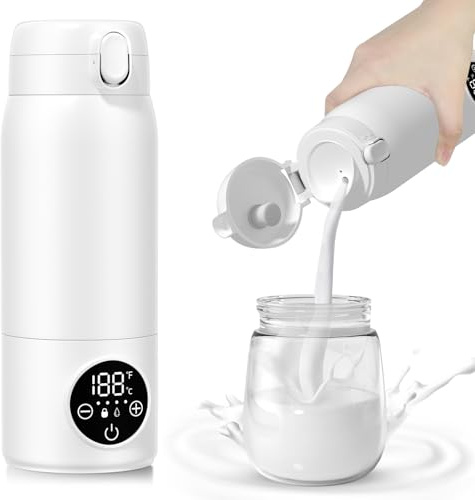 Jradse Scaldabiberon per Neonati, Riscaldamento Rapido 100W in 3 Min, Display LED & Controllo Precise 1°C, Mantenimento 24H, 500ml Portatile con Modalità Sterilizzazione, Blocco Bambini