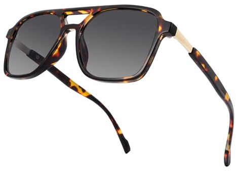 OKH Occhiali da Sole Polarizzati Protezione UV400 per Uomo e Donna – Montatura Quadrata Classica, Tendenze (Tartaruga/Grigio)