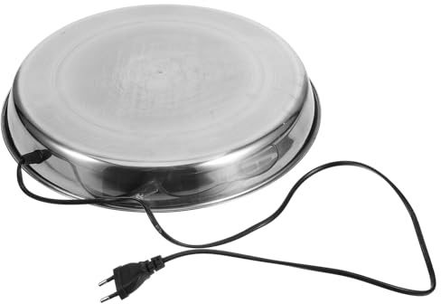 Homoyoyo Base Calentadora para Bebederos de Aves de Corral Acero Inoxidable Resistente Calentador Eléctrico Seguro para Invierno Compatible con Bebederos Metálicos Enchufe Europeo