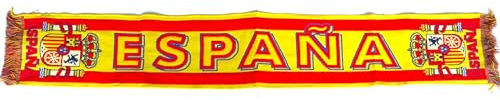 Genérico Bufanda de Fútbol España, Bandera Española Nacional, Diseño Deportivo con Escudo Real, Rojo y Amarillo, 135x20 cm, con Flecos