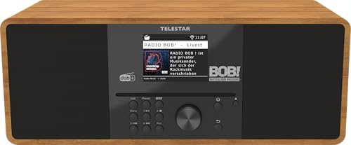 TELESTAR BOBs Rock Radio 2.0 - DAB+/Internetradio med CD-spelare (radio BOB! Förinstallerad sändare, stereo, 2 × 15 W, streamingtjänster, Bluetooth-ljudströmning och sändningsfunktion, USB