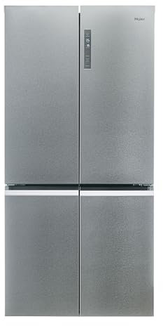 Haier HCR5919ENMM Réfrigérateur Multi-Portes Cube 90 Série 5-4 Portes, Total No Frost, MyZone, Humidity Zone, Compresseur Inverter, LED, 908x748x1905 mm, Classe E, New Platinum Inox
