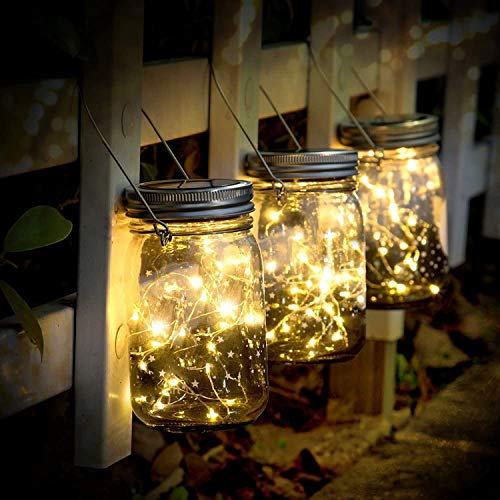 SUNNOW Solar Garden Lights - 3 Pack 30led Waterproof Solar Lanterns Lights Outdoor, Mason Jar Lights Solar Powered,Indoor/Outdoor Hang Light for Garden Wedding Christmas Decorative Lighting