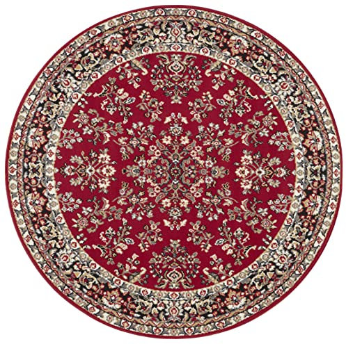 Hanse Home Design Kurzflor Wohnzimmerteppich Orient - Zabul Perser Look, Orientalischer Teppich für Esszimmer, Wohnzimmer, Schlafzimmer - Rot, 140 cm