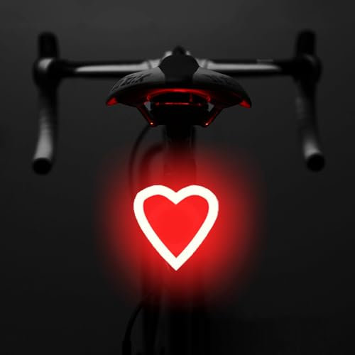 Bike Tail Light, Rechargeable LED Bicycle Rear Light for Night Riding, Cute Bike Accessories, Bright Heart Shaped Girls Bike Taillight, 5 Mode Waterproof Cycling Warning Reflector for Adults Kids
