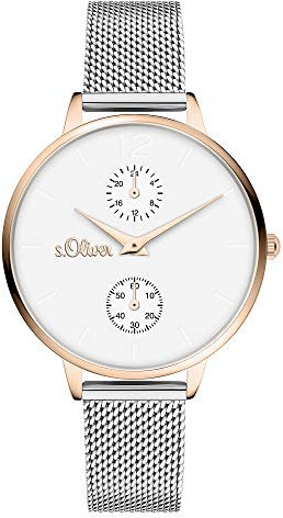s.Oliver Damen Analog Quarz Uhr mit Metall Armband SO-4347-MM