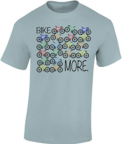 Baddery Fahrrad T-Shirt Herren - „Bike More“ - Bike Shirt für Radfahrer (Ice Blue XL)