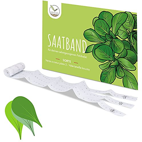5m Saatband Feldsalat Samen (Verte a coeur plein 2 - Valerianella locusta) - Knackig, frischer Salat ideal für die Anzucht im Garten, Balkonkasten & Gemüsebeet