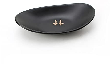 Binoster Portaoggetti Nero centrotavola portagioie 26.5x13.7cm Vassoio per Anelli e Gioielli Portachiavi organizzatore per ingresso comò Piatto Decorativo