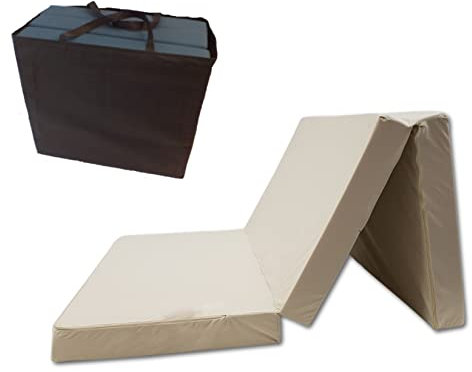 Odolplusz Klappmatratze Faltmatratze Klappbett - Made IN EU - als Matratze Gästebett Gästematratze einsetzbar (Beige mit Tasche, 80 x 200 cm)