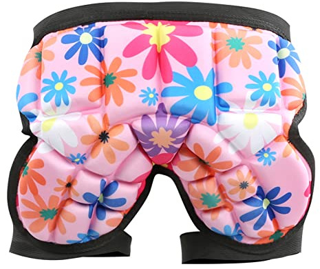 Enfants Hip Protection Pads Shorts, 3D Rembourré Protection Hanche EVA Pantalon Court Protection Gear Guard Pad pour Ski Roller Skating Snowboard(Rouge)