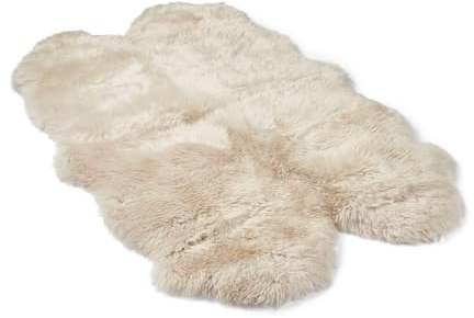 Nordic Sheep Alfombra de piel de cordero, 170 x 110 cm, de piel de cordero auténtica que se puede utilizar en el sofá o la cama, es muy transpirable y termorreguladora | color: beige