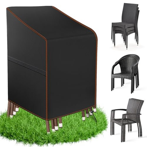 MUPAS Gartenstühle Abdeckung Oxford-Stoff, Schutzhülle Gartenstühle Wasserdicht Winterfest Schutzhülle für Stapelstühle Abdeckhaube Hochlehner Abdeckhaube Gartenmöbel 85x65x90/120cm