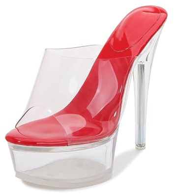 14CM / 5.51IN Femmes Bout Exposé Sandales Plate-Forme Talons Hauts Chaussures Talons Aiguilles Talons Robe Talons Hauts Talons De Mariage Bureau Pompes Chaussures,Rouge,41 EU