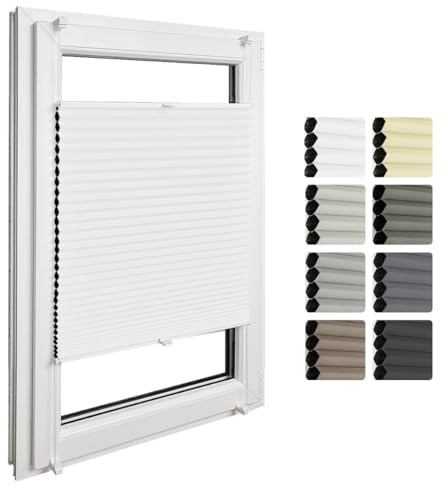 Home-Vision® Premium Doppelplissee Wabenplissee ohne Bohren mit Klemmfix (Weiß-Weiß, B25cm x H120cm) Modern Klemmfix Blickdicht Plissee Sonnenschutz Hitzeschutz Jalousie für Fenster Thermo