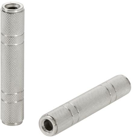 Greluma 2 St 6,35 mm TRS/TS hona till hona koppling, 1/4 TRS stereo och TS Mono Jack Adapter Joiner, 6,35 mm förlängning Gender Changer Converter för förstärkare Högtalare Gitarrljud