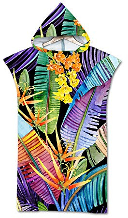 Lukery Serviette Poncho de Surf avec Capuche - Microfibre à Séchage Surfing Changement Robe Poncho Plage à Langer Adulte Enfant pour Les Sports Nautiques et Le Surf sur la Plage Piscine