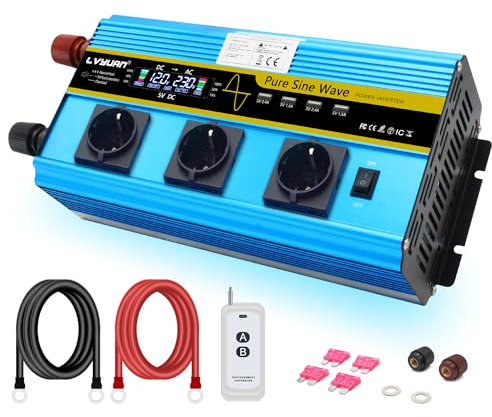 LVYUAN Convertisseur 12V 220V Pur Sinus 2500W/5000W Convertisseur de Tension Transformateur Onduleur