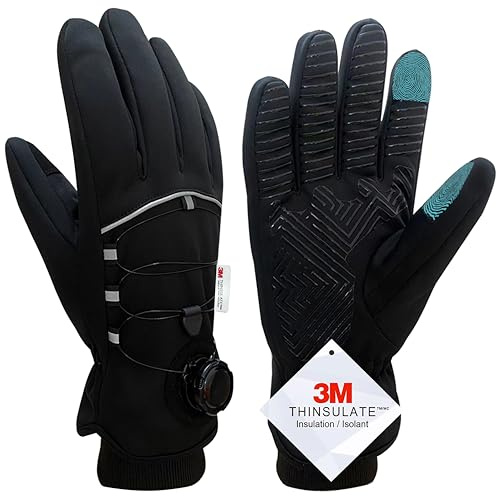 Nesirooh Guanti Invernali Uomo Donna, 3M Thinsulate Impermeabili Antivento Caldo Antiscivolo Touchscreen Guanti da Bici per Ciclismo Corsa Escursionismo Guida Sci