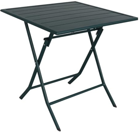 MA MAISON Tavolo Quadrato Pieghevole da Esterno 4 Posti 60x60x70h cm Struttura in Acciaio Metallo con Doghe per Giardino Terrazzo Salvaspazio