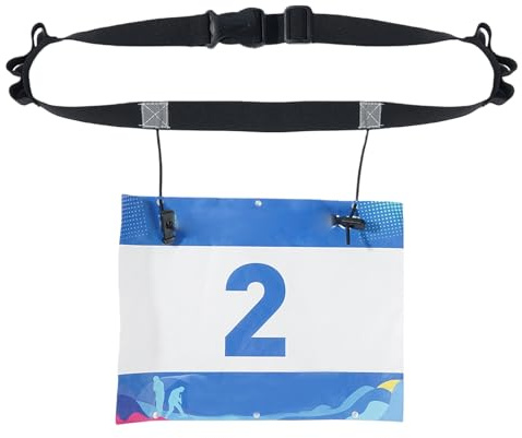 Startnummernband, Running Waistpack Belt mit Nummernhalter, 91cm, Elastischer Sport Laufgürtel mit Clip Verschluss für Triathlon, Marathon, Joggen, Radfahren (Schwarz)