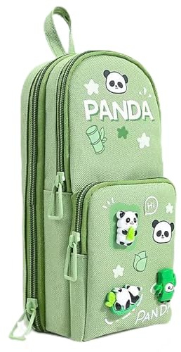 KU Astuccio Legami Animali Borse per Matite con Motivo a Cartoni Astuccio Legami, Portamatite a 3 Scomparti di Grande Capacità per Studenti, Ragazze, Ragazzi per la Scuola e L'ufficio (Verde chiaro)
