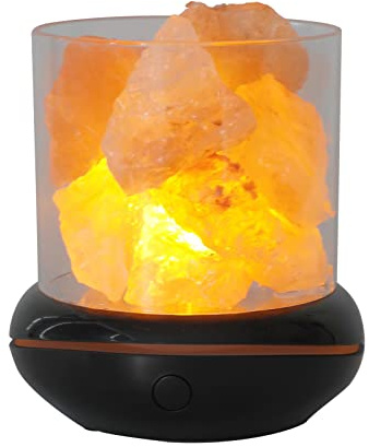LUCKDANO Aromaterapisaltlampa - Himalayas Saltstens Nattlampa med USB, 7 Färger LED, Dimmer, Perfekt för Hem, Kontor, Sovrum och Yoga (Svart)