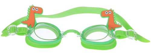 Kisangel Lunettes de Natation pour Garçon et Filles 4-7 Motif Dinosaure, Anti-buée, Grand Cadre Étanche, Sangle Réglable, Protection Yeux pour Garçons et Filles, Accessoires Natation
