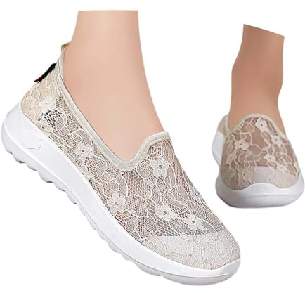 Chaussures blanches pour femme - Baskets traditionnelles en dentelle - Chaussures dirndl blanches - Chaussures d'été confortables et élégantes - Baskets blanches en tissu blanc - Chaussures de sport