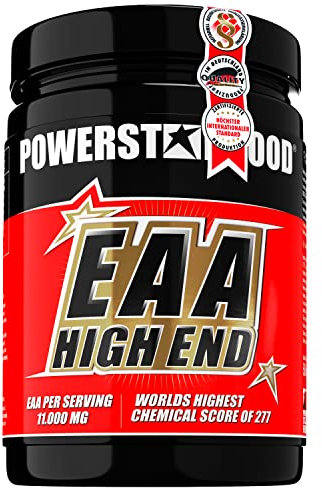 EAA HIGH END | Essentielle Aminosäuren | MAXIMALER CHEMICAL SCORE VON 277 | Ganze 11.000mg reine EAA pro Portion | Hochdosiert | Vegan | 500g Pulver | Deutsche Herstellung | Fruit Punch